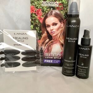 LANZA Design Foam and Beach Spray plus Styling Clips NEW in Box